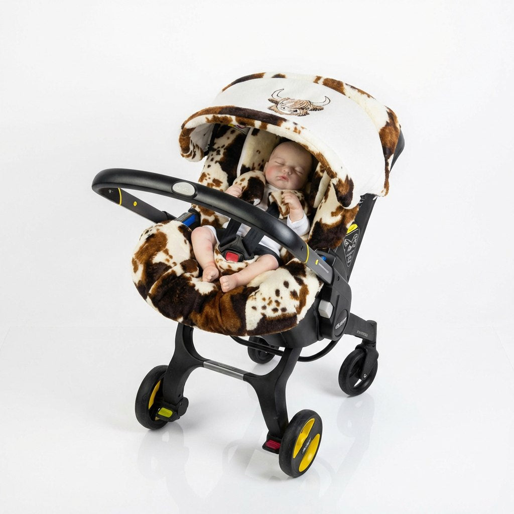Cow Print Baby Car Seat Cover Set – Cozy & Padded Design – Boss and Baby