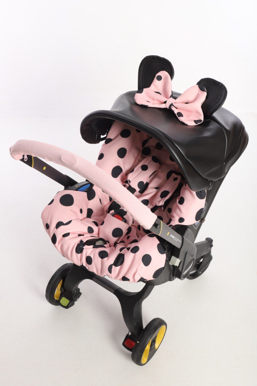 Pink Polka Dot Baby Car Seat Cover Set