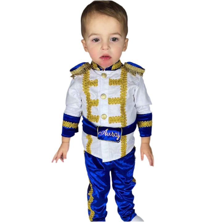 Royal Blue Velvet Baby Boy Birthday Suit – Personalized