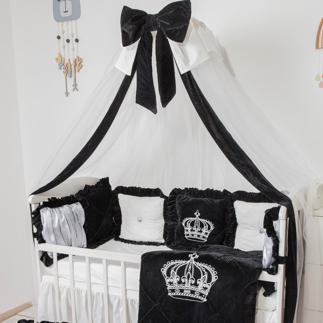 Luxury Black & White Baby Crib Bedding Set – Crown