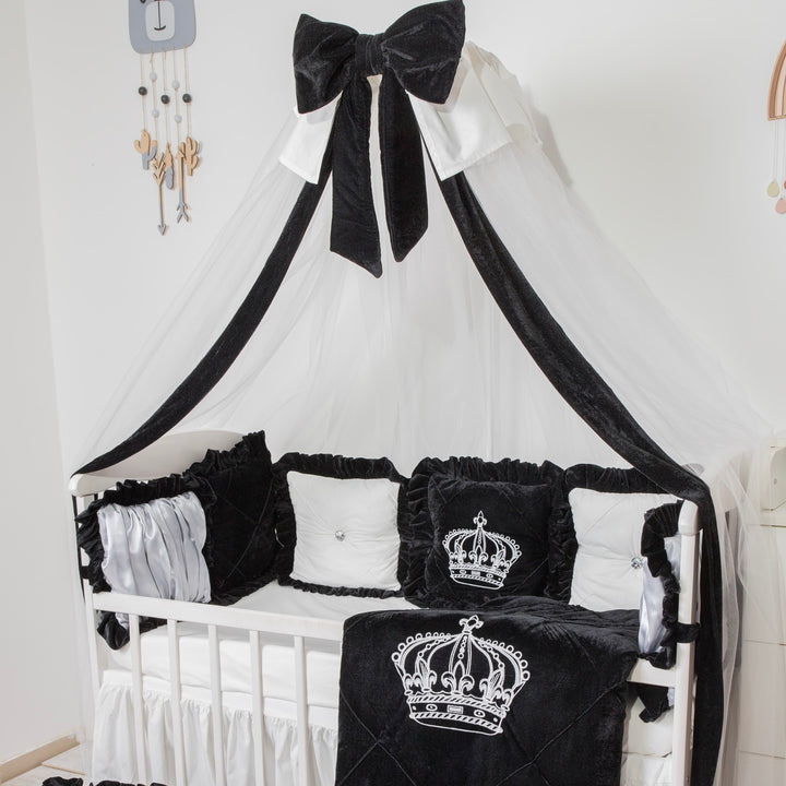 Luxury Black & White Baby Crib Bedding Set – Crown