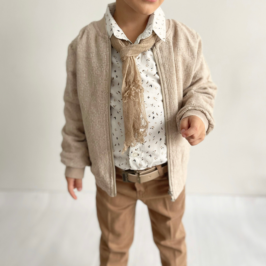Elegant Boys Formal Suit – Handmade Beige Toddler Outfit