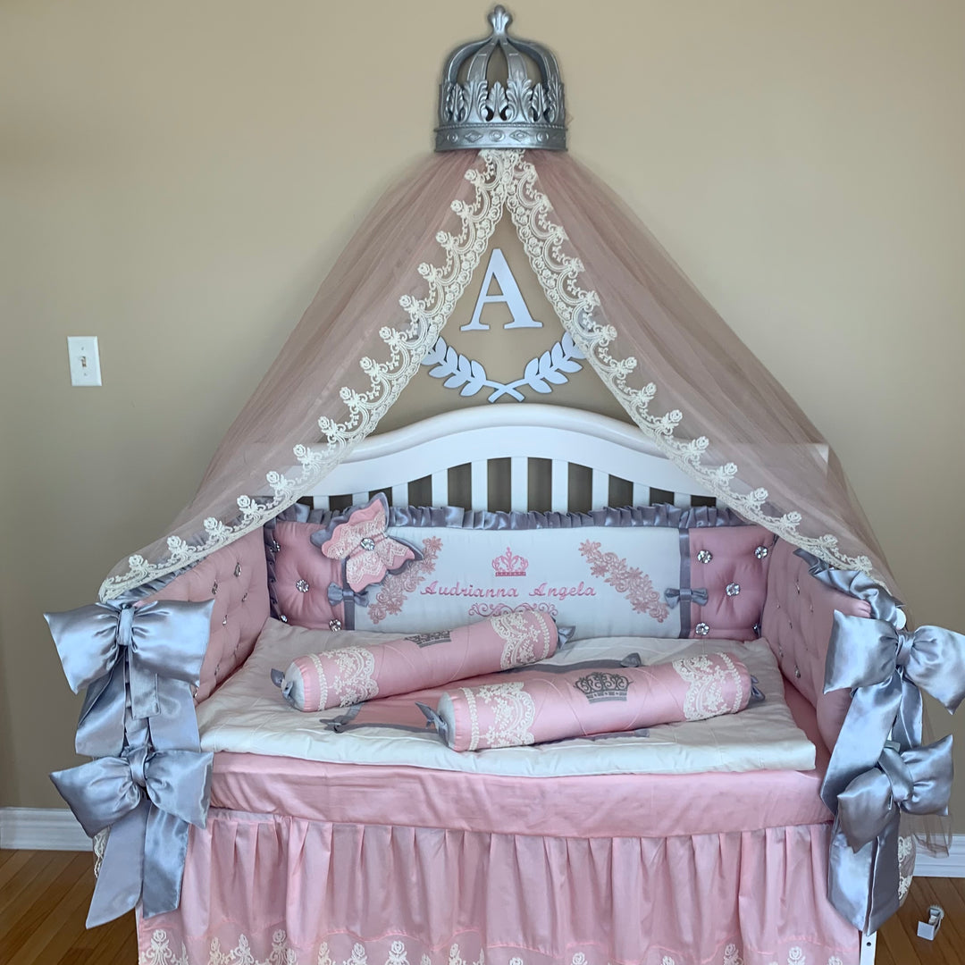 Pink Elegant Princess Luxury Crib Bedding full Set 