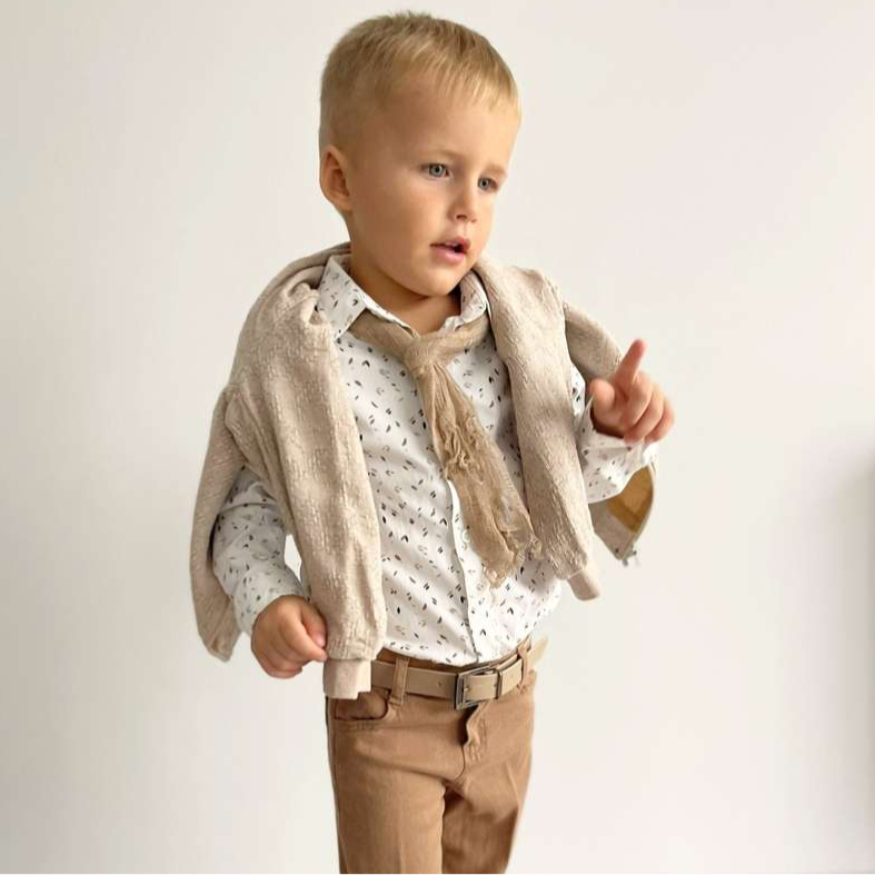 Elegant Boys Formal Suit – Handmade Beige Toddler Outfit
