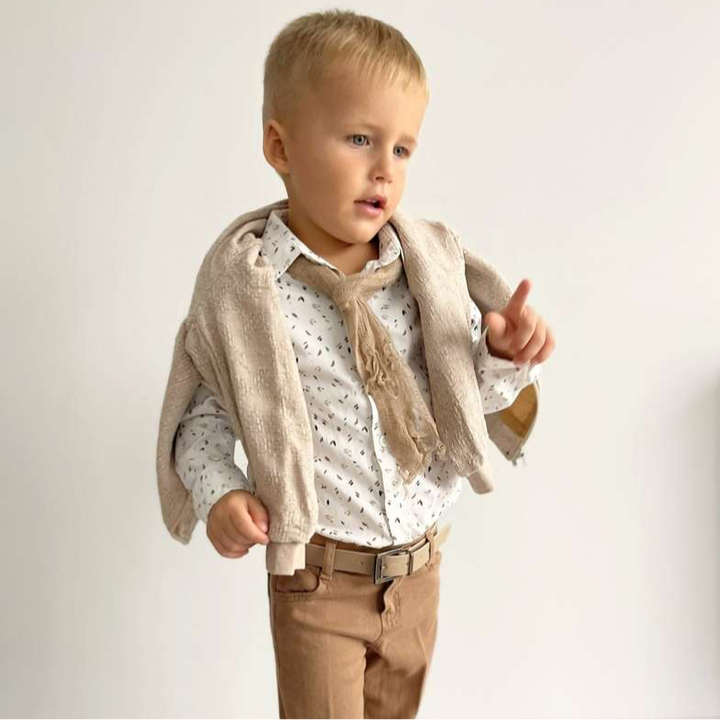 Elegant Boys Formal Suit – Handmade Beige Toddler Outfit