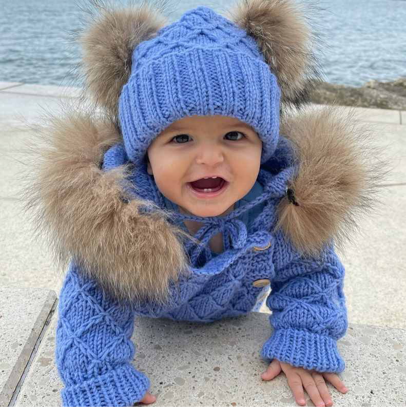Handmade Baby Knit Pom Pom Hat & Scarf Winter Set