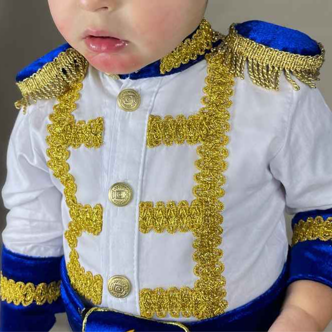 Royal Blue Velvet Baby Boy Birthday Suit – Personalized
