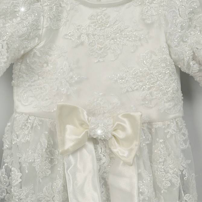 Elegant White Lace Baptism Dress for Baby Girls