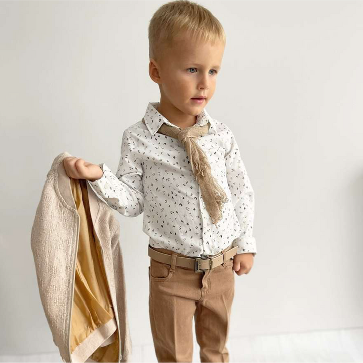 Elegant Boys Formal Suit – Handmade Beige Toddler Outfit