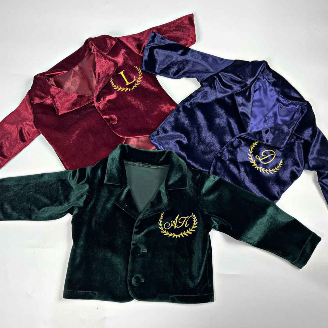 Personalized Velvet Baby Boy Jacket – Formal Outfit