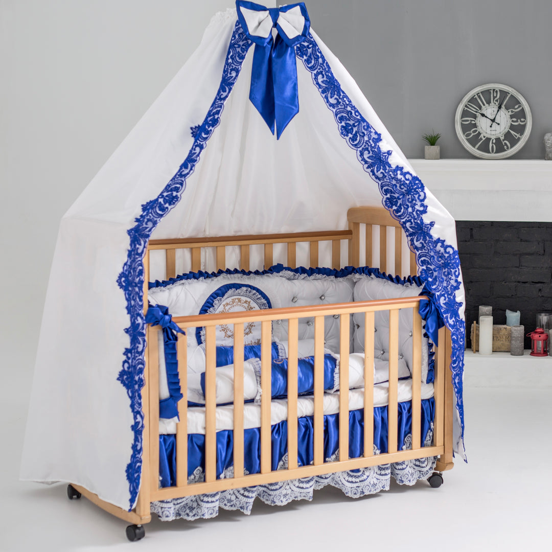 Prince White & Royal Blue Baby Crib Bedding Set