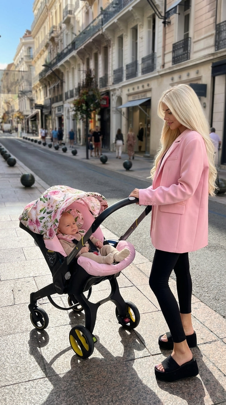 Floral Pink Baby Car Seat Cover Set – Canopy & Insert