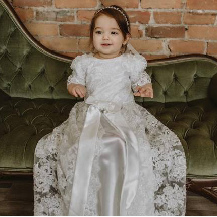 Elegant White Lace Baptism Dress for Baby Girls