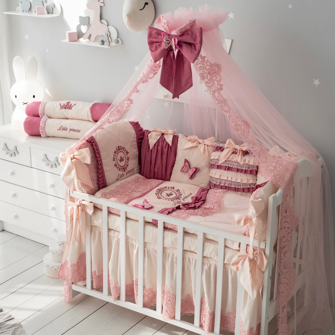 Pink and Ivory Baby Bedding Set