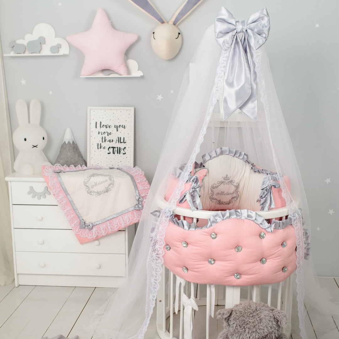 Round Baby Bassinet Bedding Set