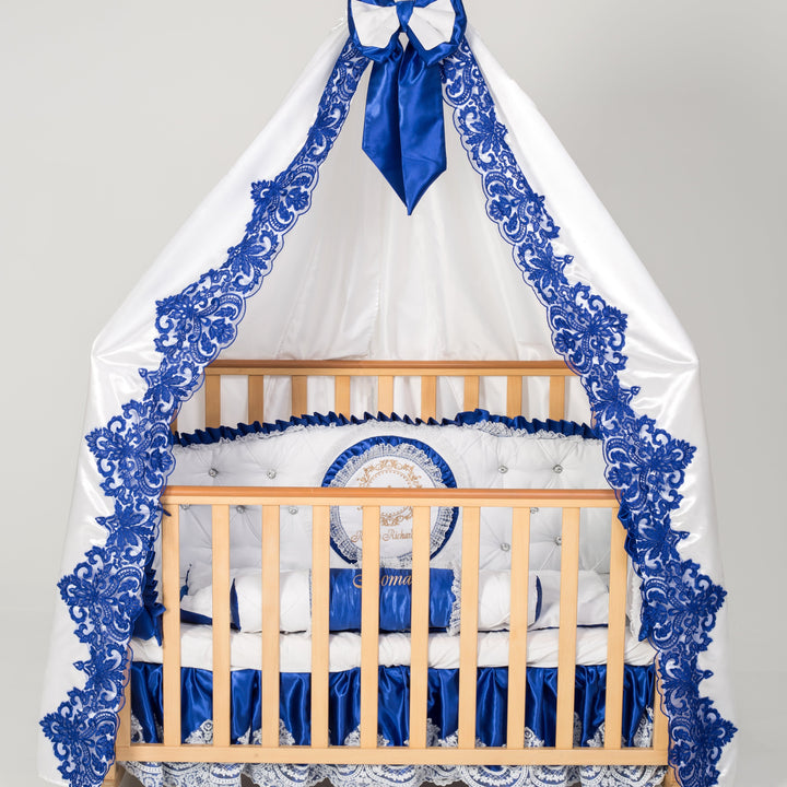 Prince White & Royal Blue Baby Crib Bedding Set