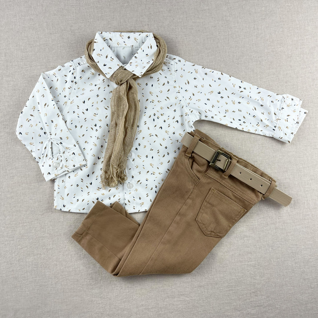Elegant Boys Formal Suit – Handmade Beige Toddler Outfit