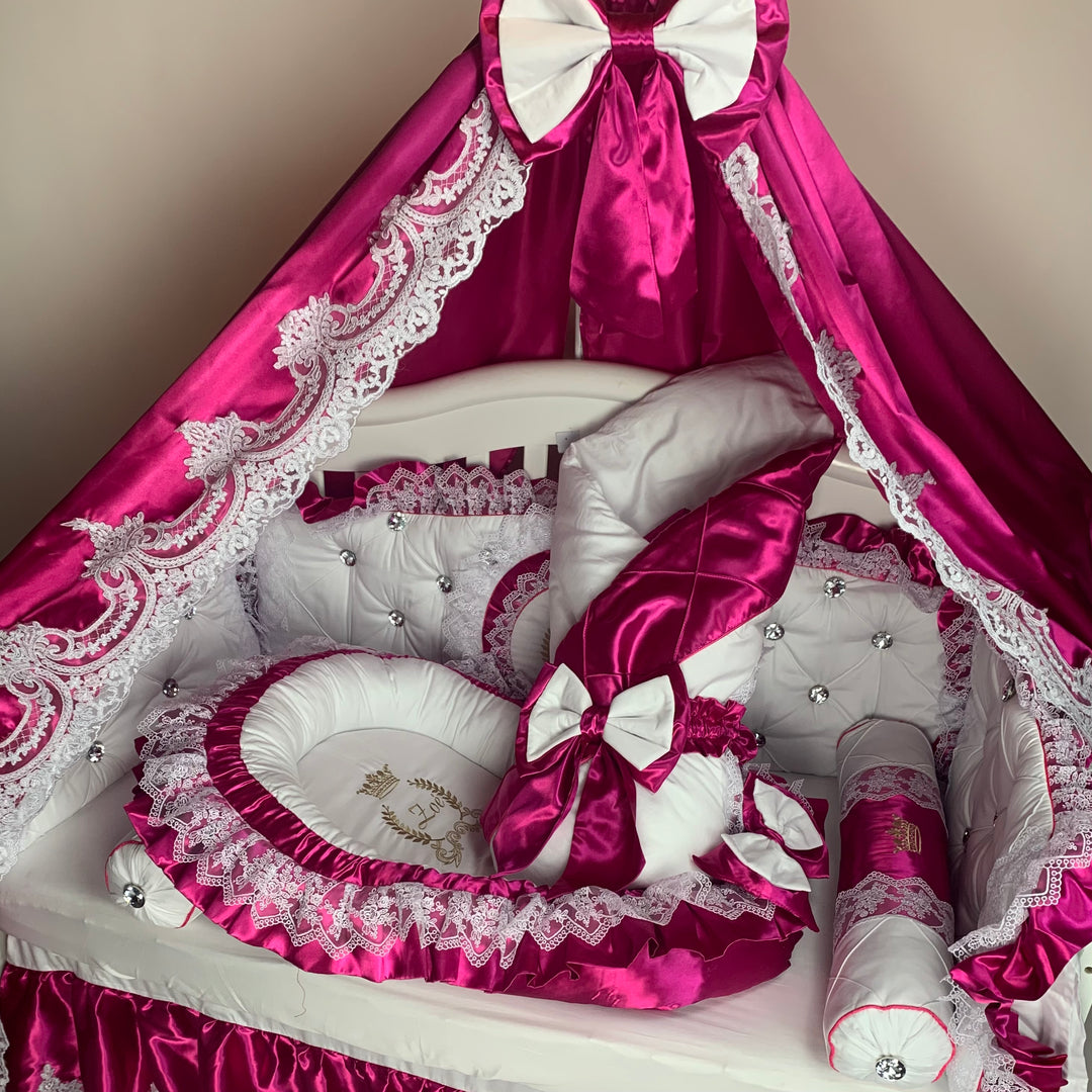 Hot Pink Glam Baby Girl Nursery Crib Bedding Set