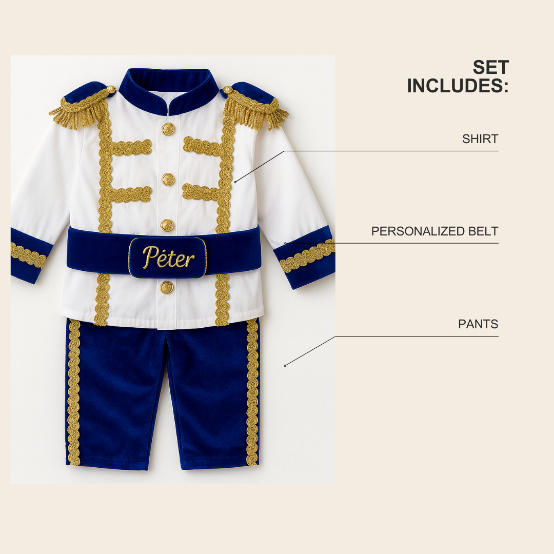 Royal Blue Velvet Baby Boy Birthday Suit – Personalized