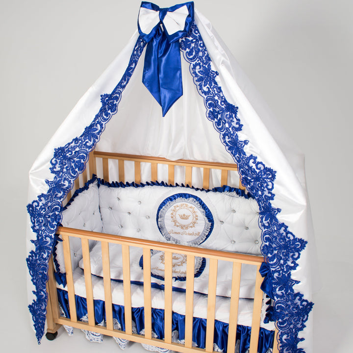 Prince White & Royal Blue Baby Crib Bedding Set