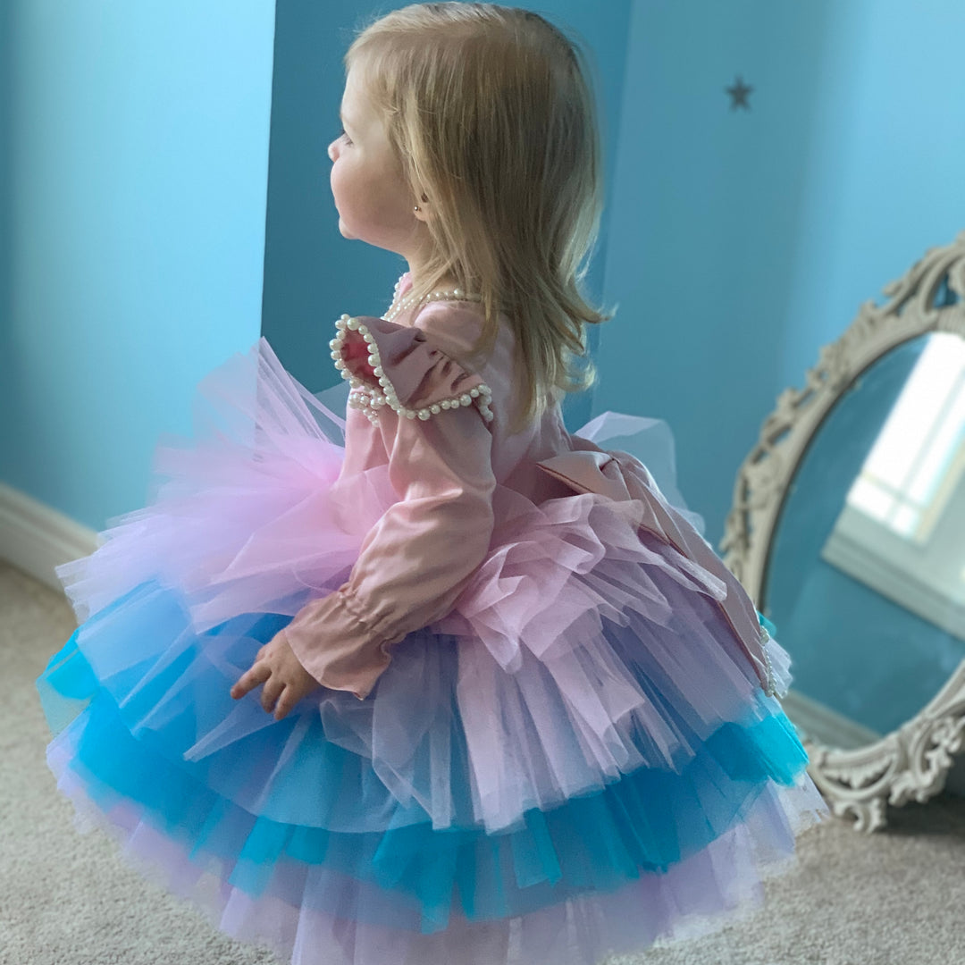 First Birthday Girl Tutu Dress – Floral Custom Dress