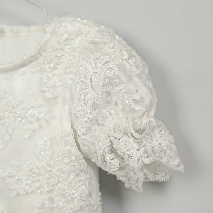 Elegant White Lace Baptism Dress for Baby Girls