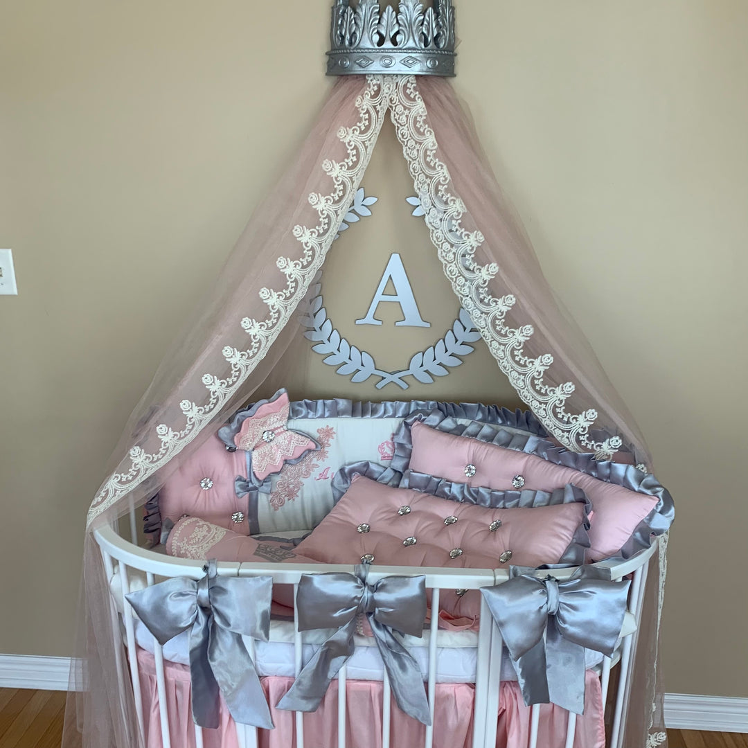 Elegant Princess Luxury Crib Bedding Set with Canopy