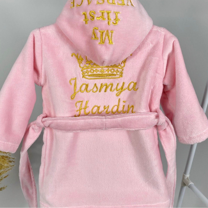 Personalized Pink Baby Robe – Monogrammed Cotton Bathrobe