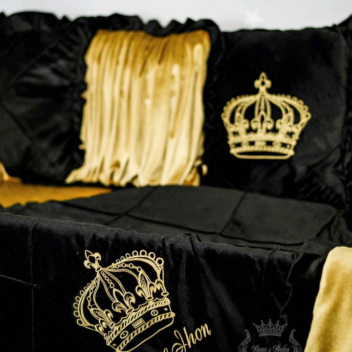 Black and Gold Baby Crib Bumpers – Luxury King Theme