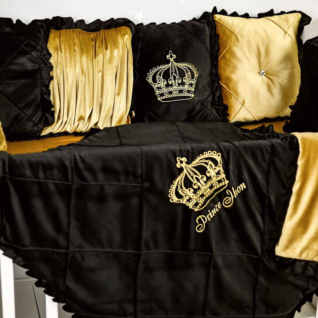 Black and Gold Baby Crib Bumpers – Luxury King Theme