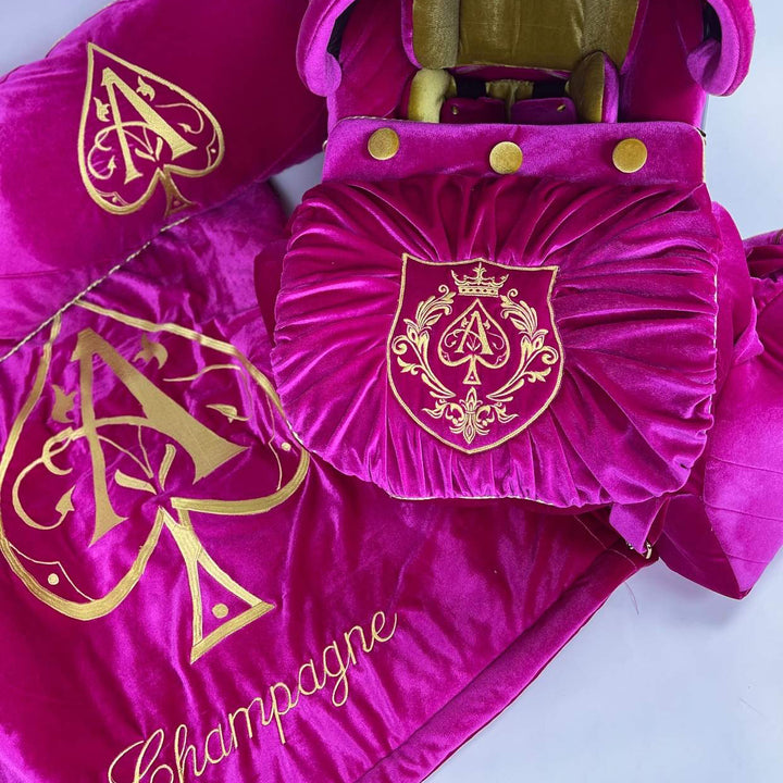 Champagne Luxury Baby Girl Crib Bedding Set with Pink Accessories