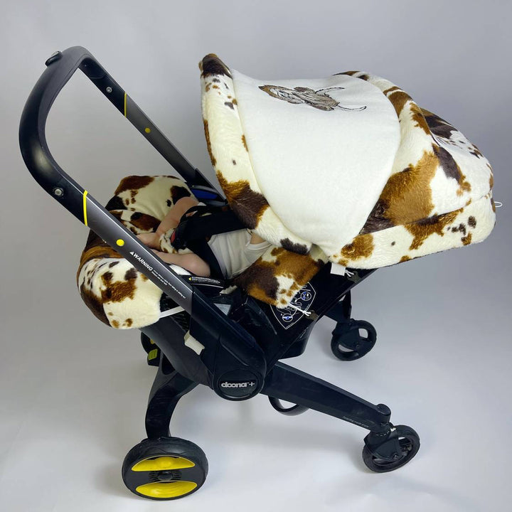 Cow Print Baby Car Seat Cover – Stylish All-in-One Comfort