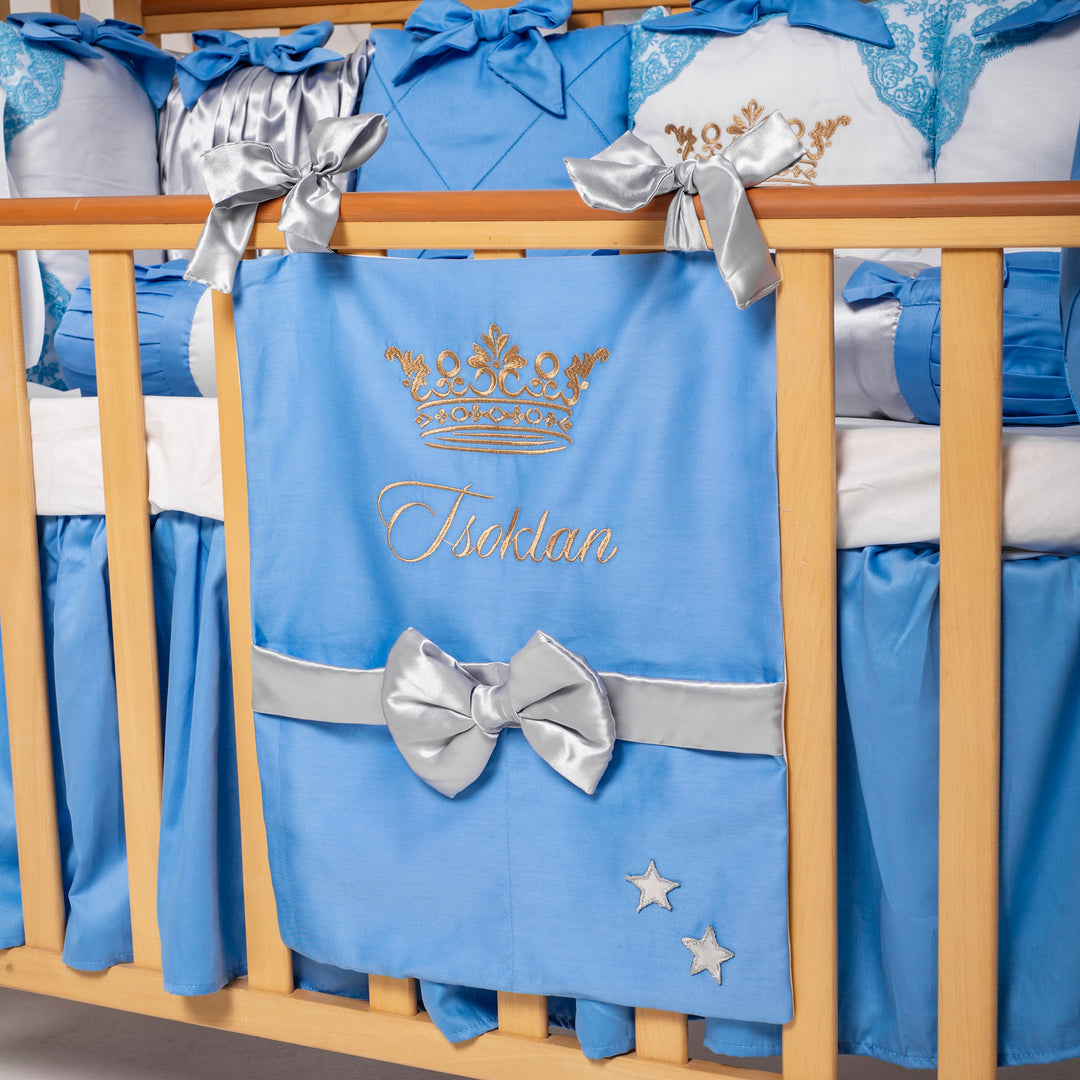 Luxury Blue & White Baby Boy Crib Bedding Set