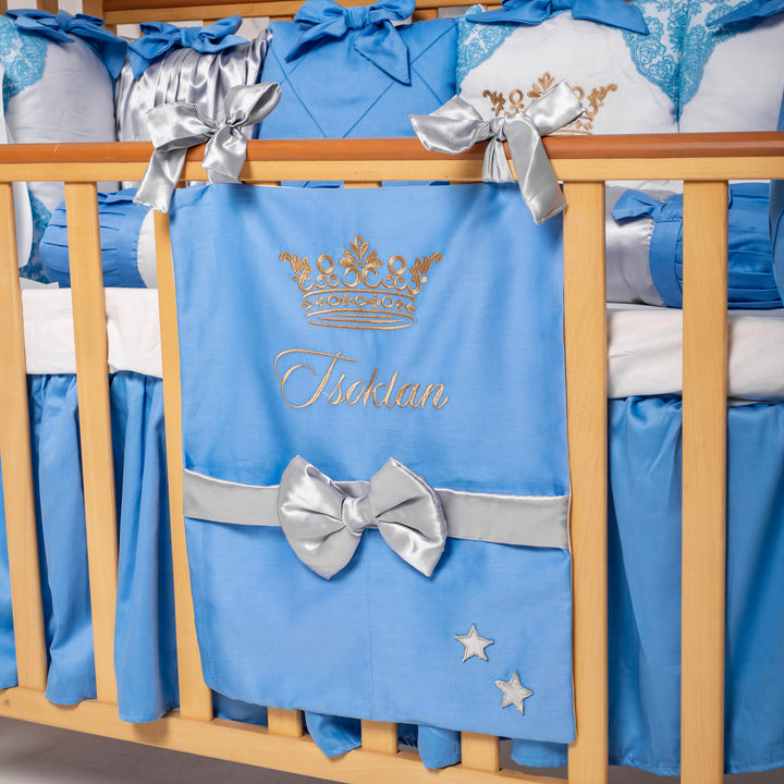 Luxury Blue & White Baby Boy Crib Bedding Set