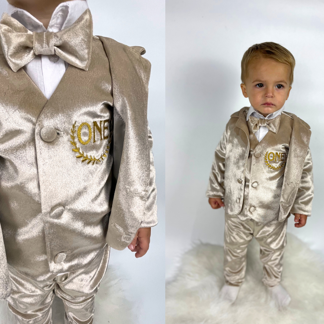 Kids Grey Tuxedo Jacket Formal Ring Bearer Suit