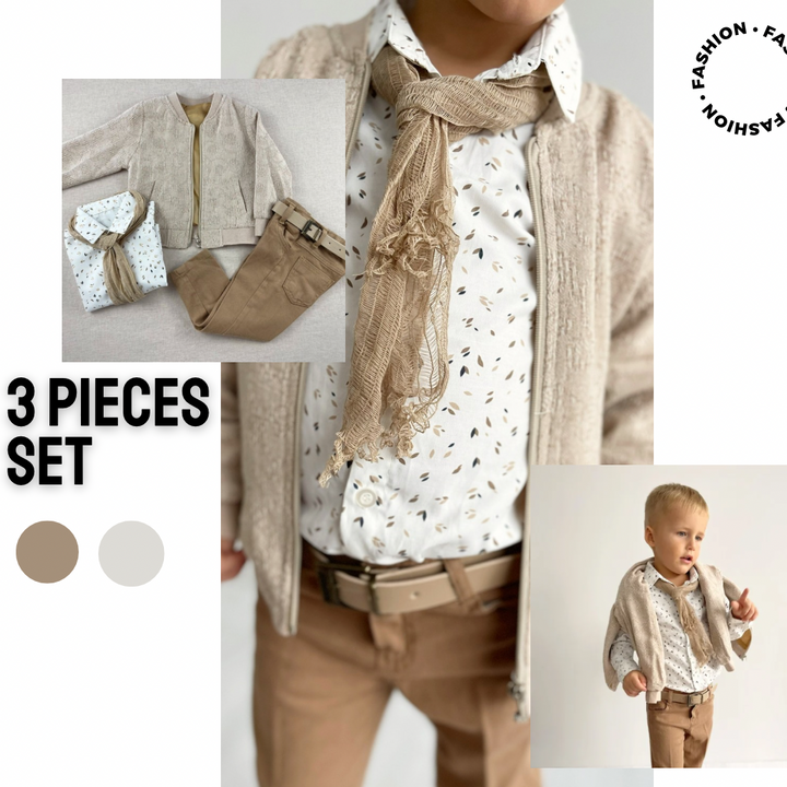 Elegant Boys Formal Suit – Handmade Beige Toddler Outfit