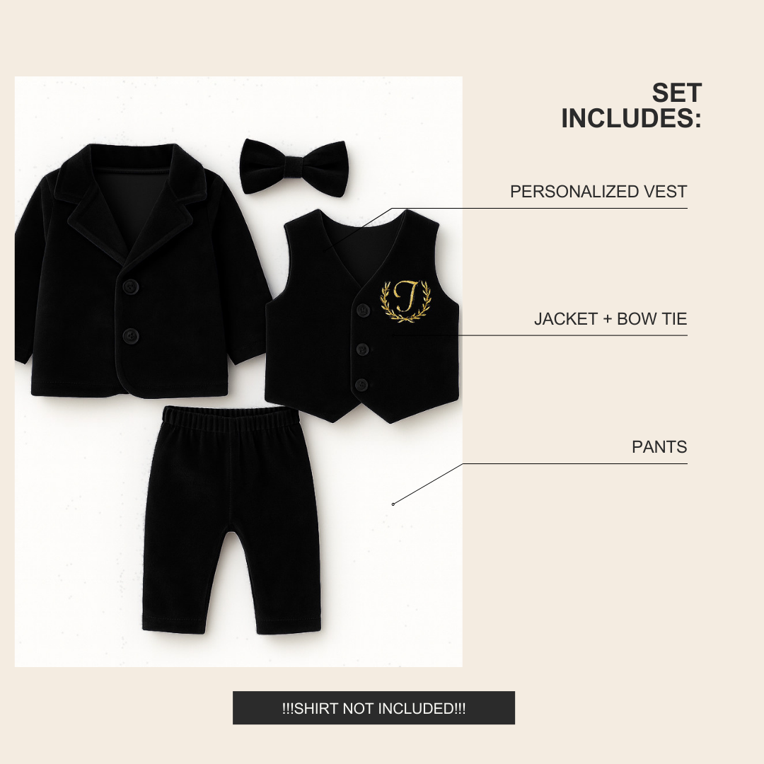 Personalized Baby Boy Velvet Suit – Royal Blue Tuxedo & Blazer