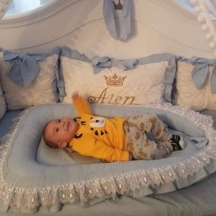 Blue & White Personalized Baby Boy Crib Bedding Set