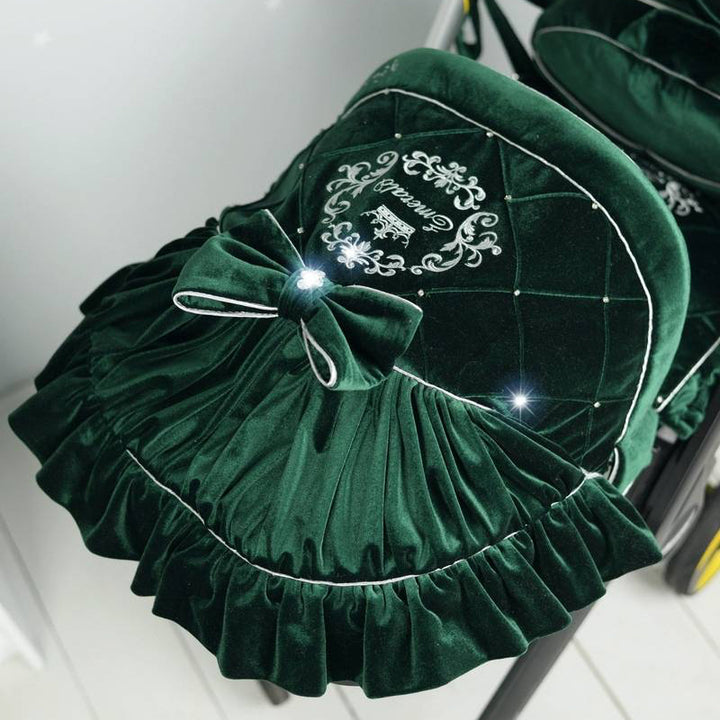 Emerald Green Velvet Infant Car Seat Cover and Accessories