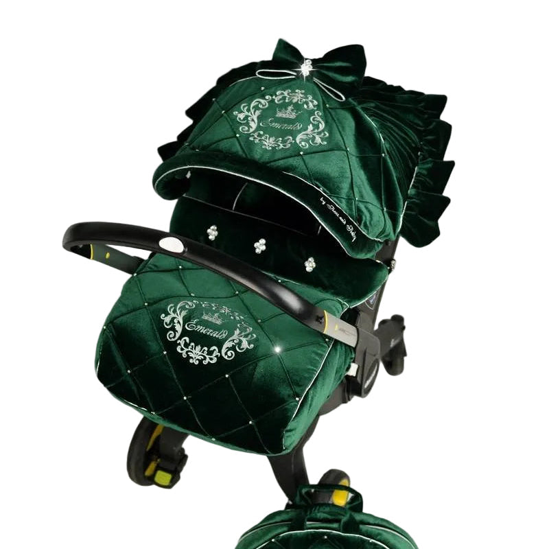 Emerald Green Velvet Infant Car Seat Cover and Accessories