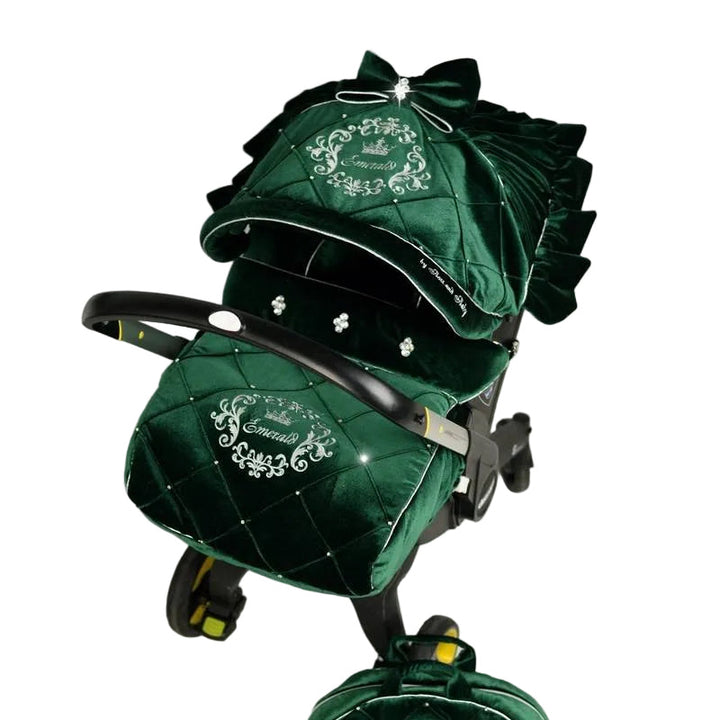 Emerald Green Velvet Infant Car Seat Cover and Accessories