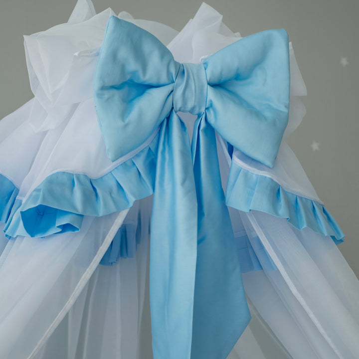 Luxury Light Blue Baby Crib Bedding Set with Embroidery