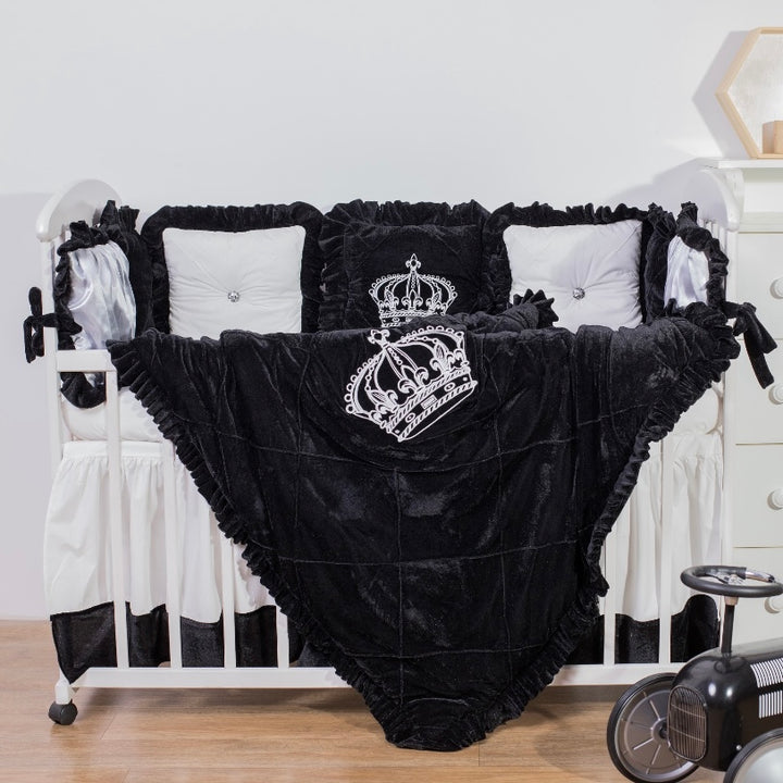 Luxury Black & White Baby Crib Bedding Set – Crown