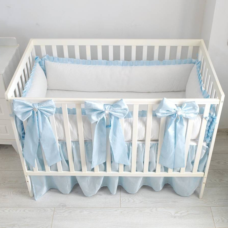 Farmhouse Ruffled Crib Bumpers & Long Bows Baby Boy