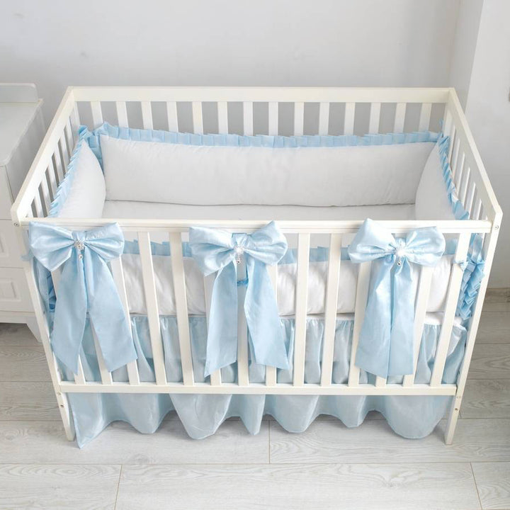 Farmhouse Ruffled Crib Bumpers & Long Bows Baby Boy