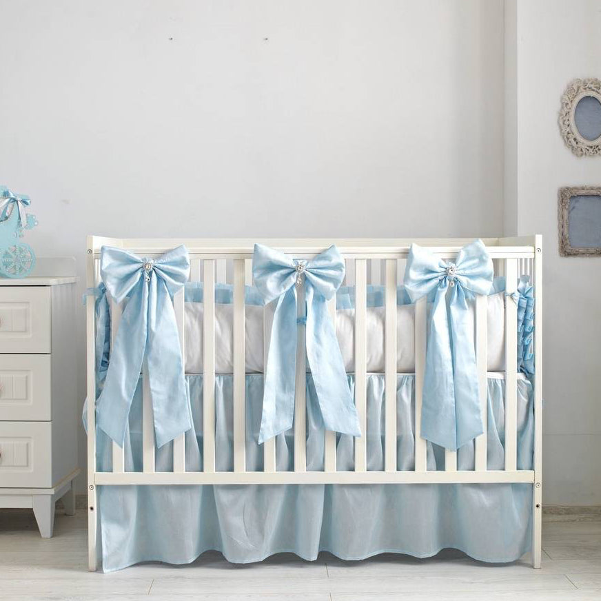 Farmhouse Ruffled Crib Bumpers & Long Bows Baby Boy