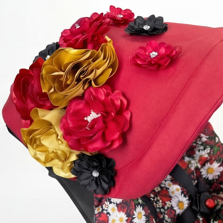 Red Floral Baby Car Seat Cover – Elegant Girl Design
