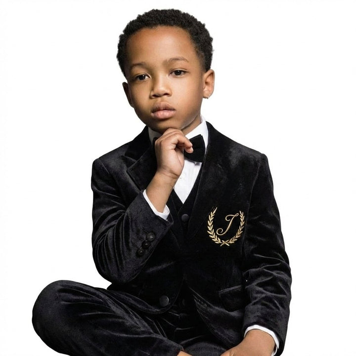 Personalized Baby Boy Velvet Suit – Royal Blue Tuxedo & Blazer