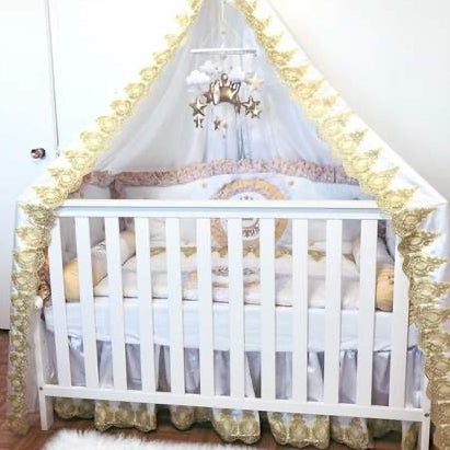 Gold & White Baby Boy Crib Bedding Set – Crown