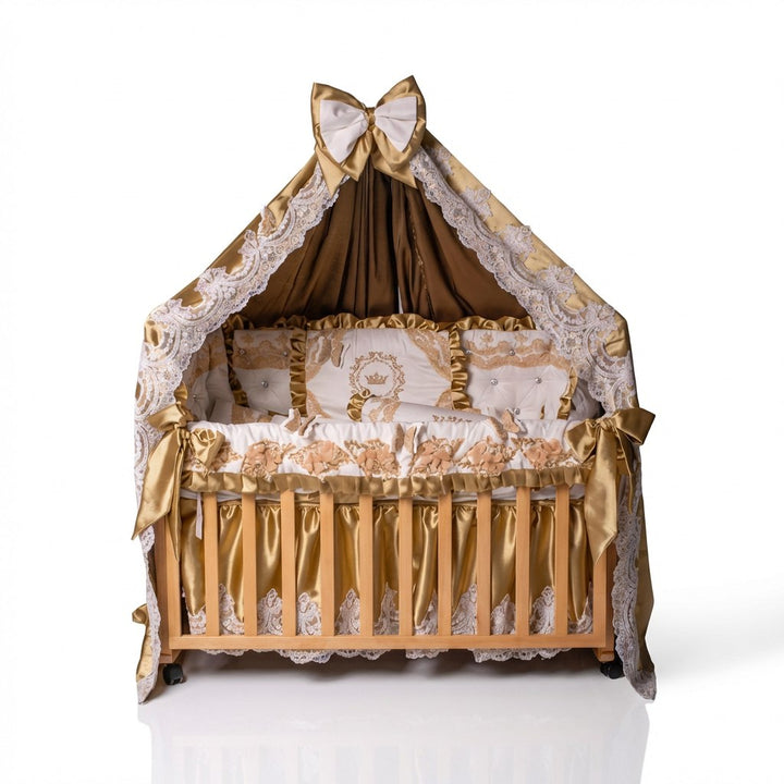 Royal Gold Crown Crib Bedding Set with Canopy